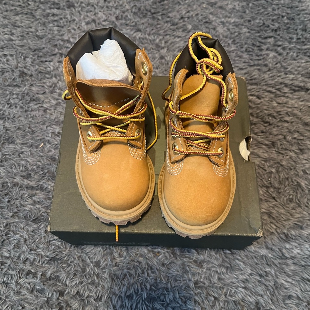 Timberland Kids Tan and Black Boots